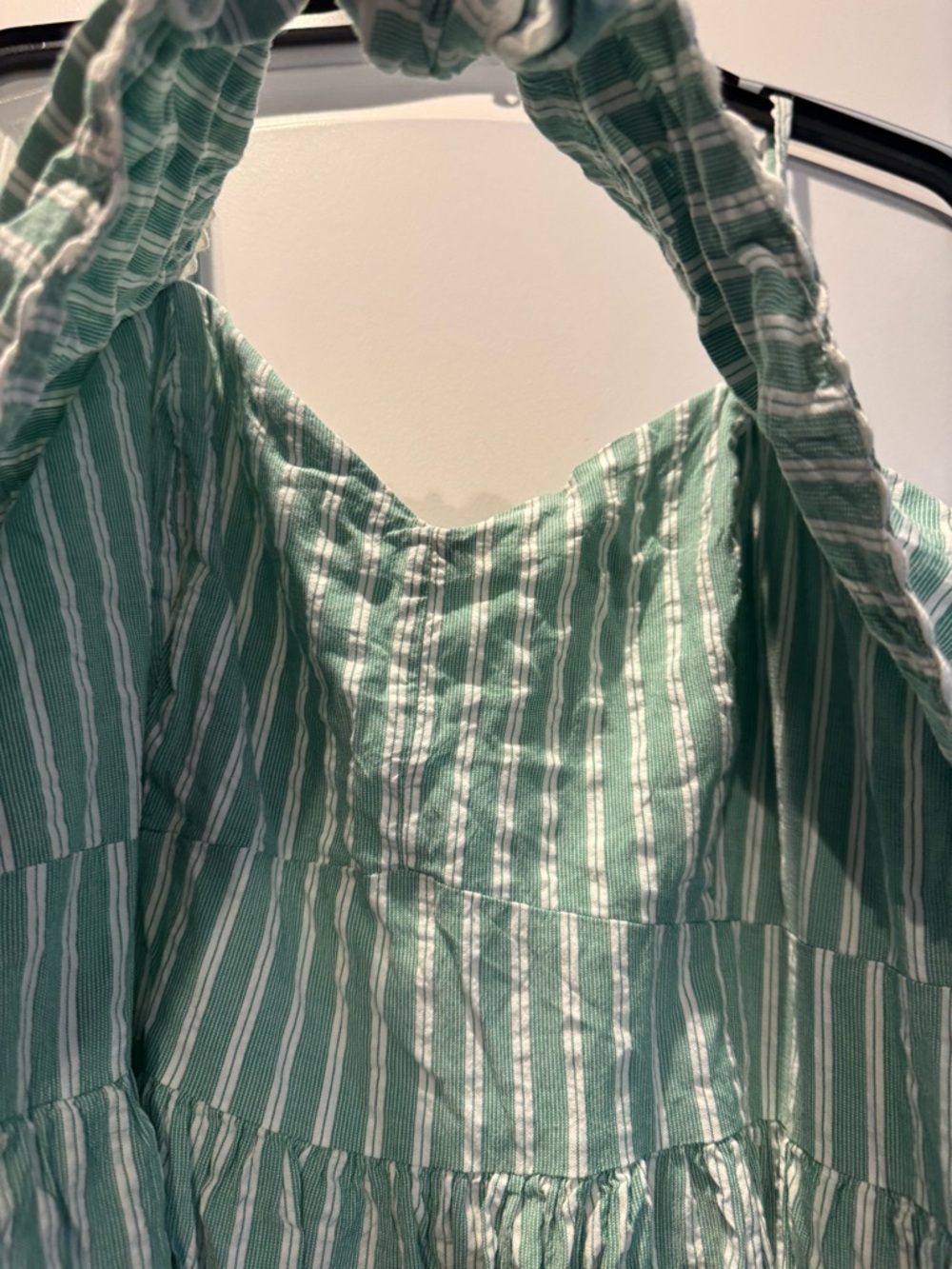 NWOT Old Navy Fit & Flare Tie-Front Seersucker Green Midi Dress size XXL - Picture 7 of 10